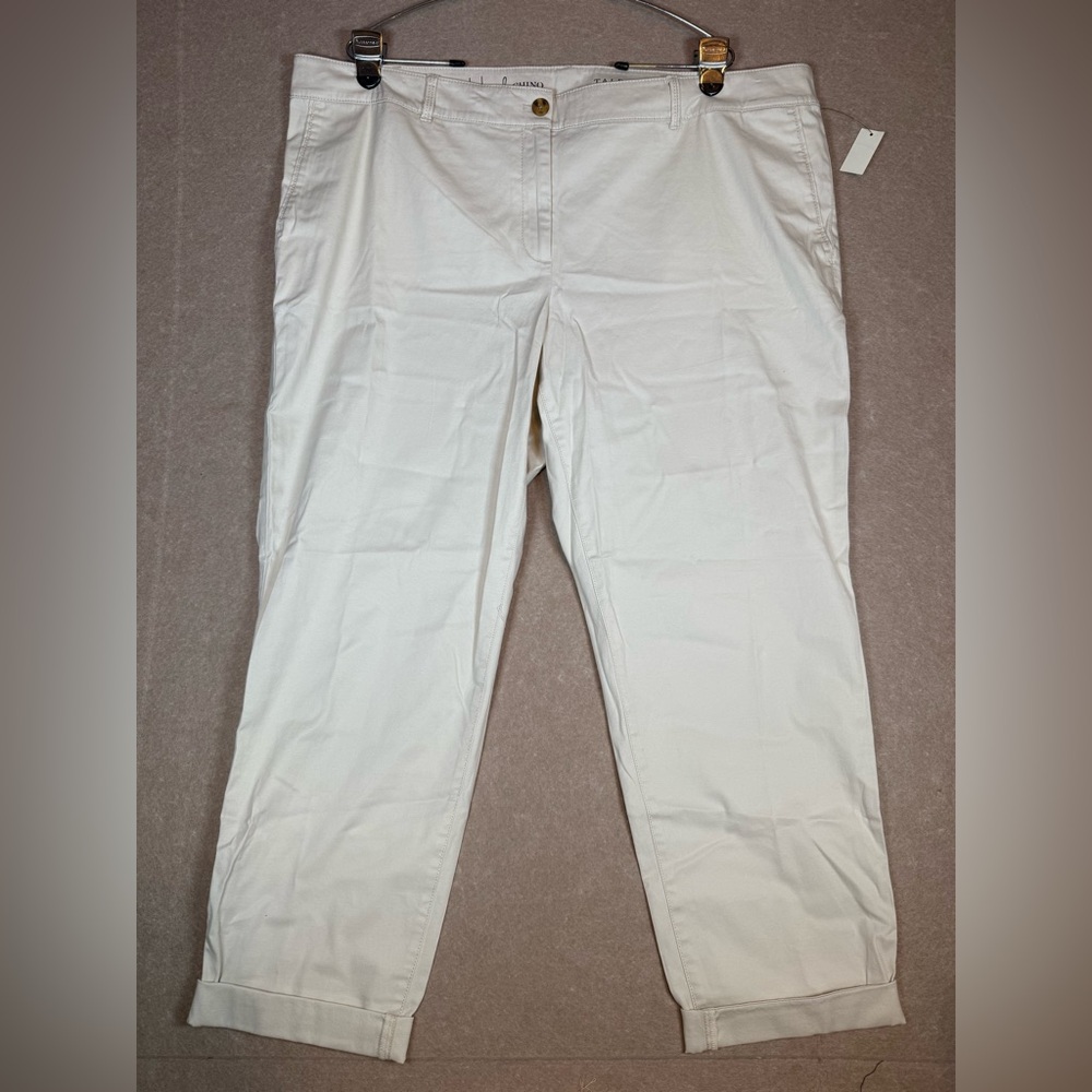 Talbots The Weekend Chino Women's Pants Size 18W Beige Cotton Blend Casual